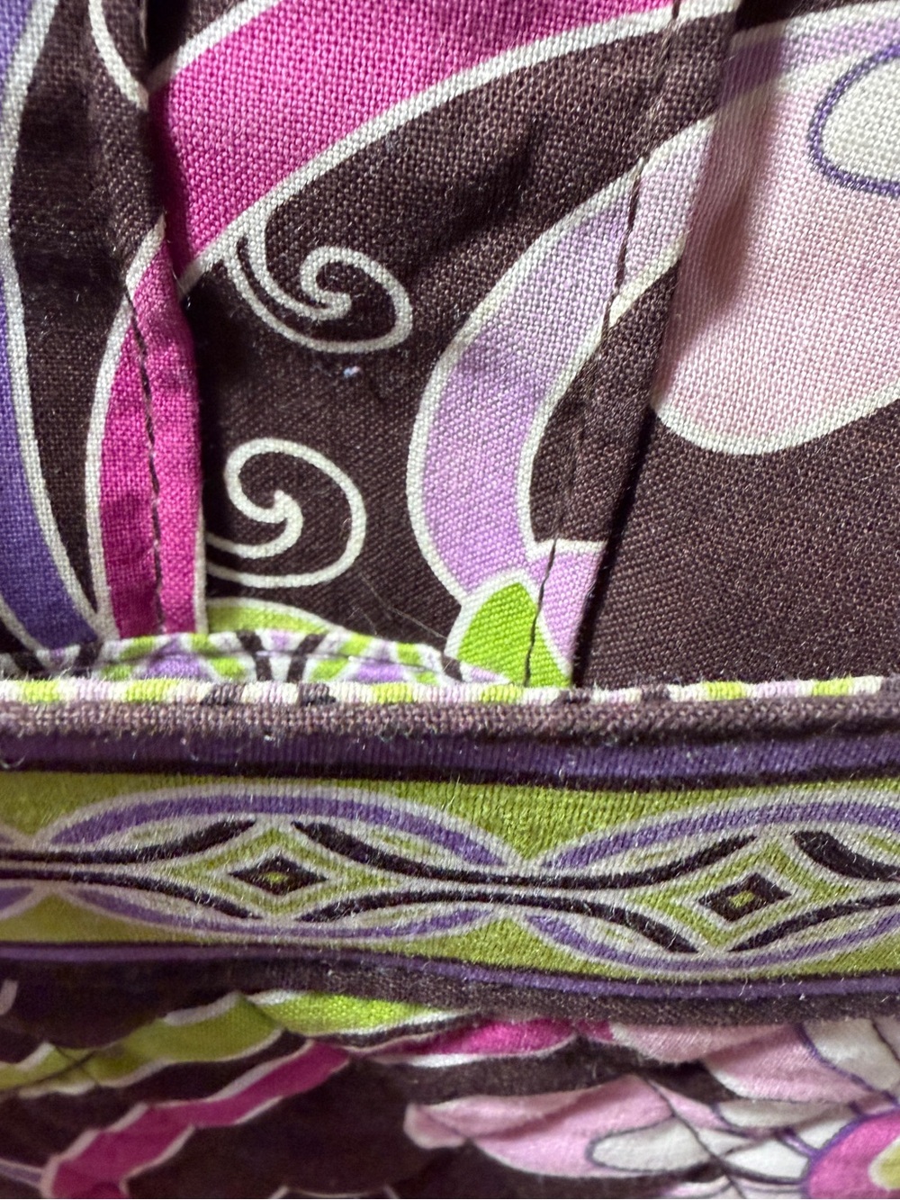 Vera Bradley Brown Quilted Shoulder Bag with Pink, Green & Purple Florals - Picture 2 of 10